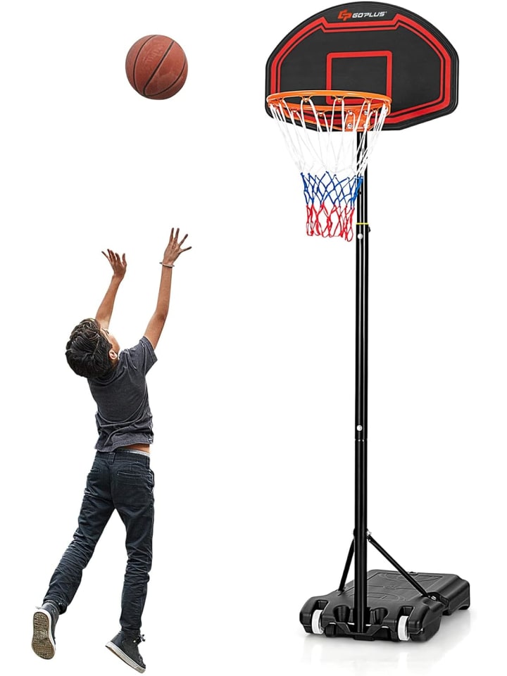 COSTWAY Basketballständer 155-210cm in Schwarz günstig kaufen 72 x 72 cm