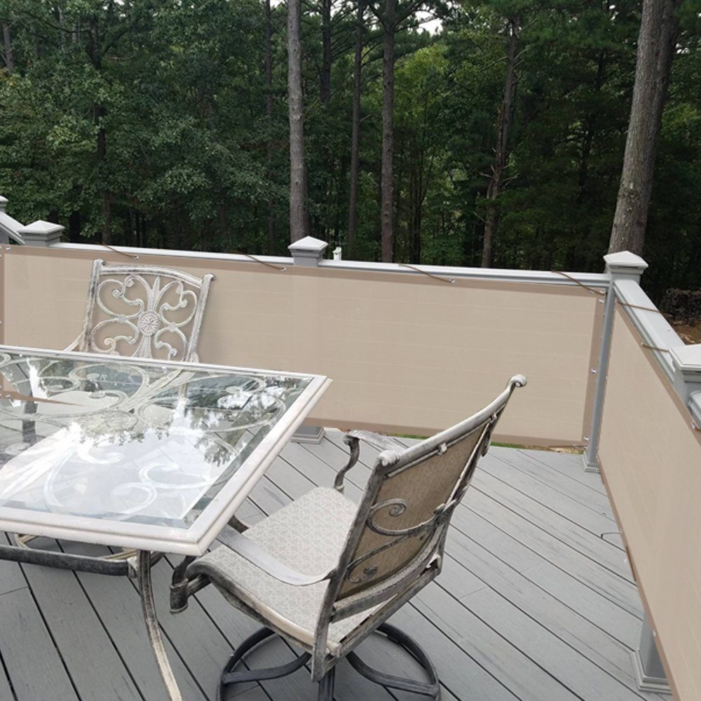 Sekey Balkonsichtschutz Balkonabdeckung PES Blickdichte Balkonverkleidung Balkonumspannungen UV-Schutz, Wetterfester, für Balkongeländer, mit Kabelbinder und Seil