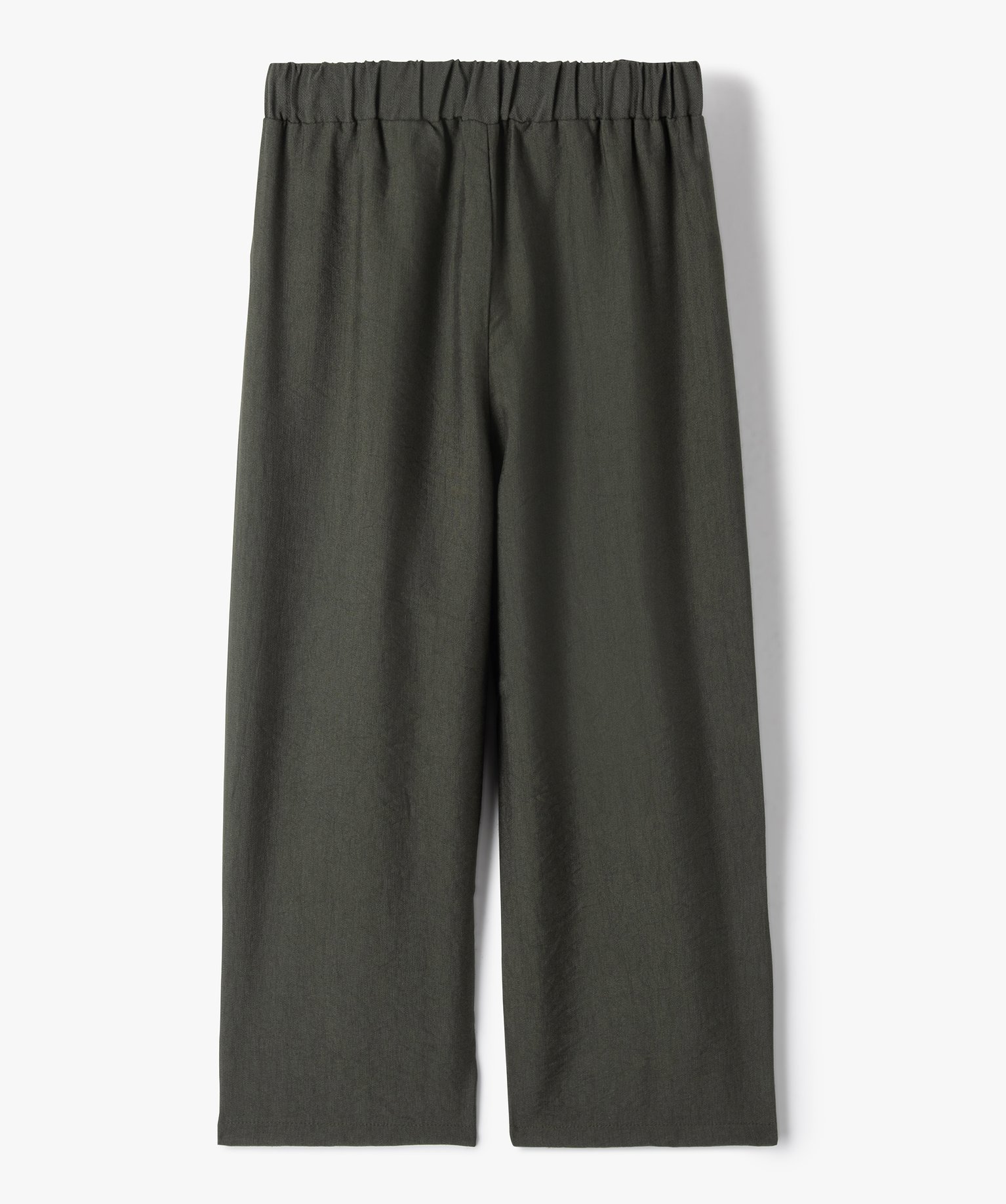 Pantalon fille coupe ample avec taille élastique kaki | GEMO