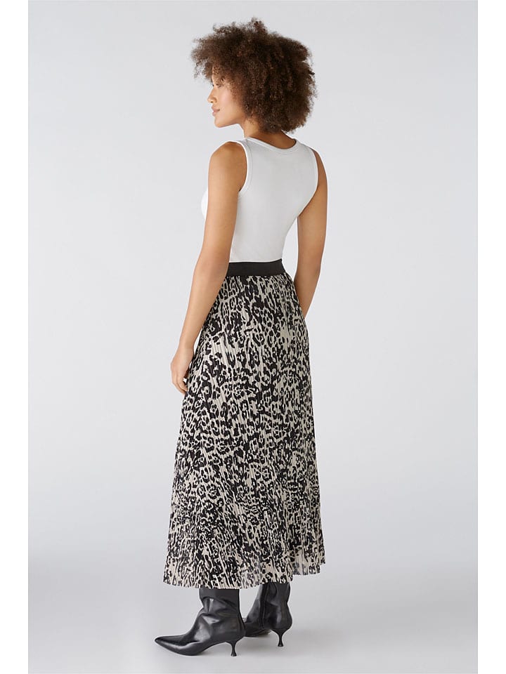 Oui Plisseerock in Schwarz/ Creme günstig kaufen