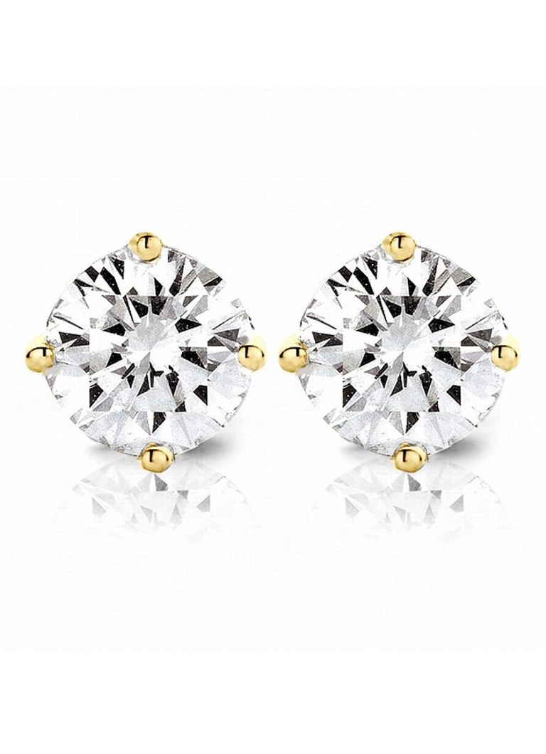 Diamond Point Yellow gold solitaire lab-grown diamond stud earrings, 0.44 ct. 0.44 ct diamond Lab-grown diamond