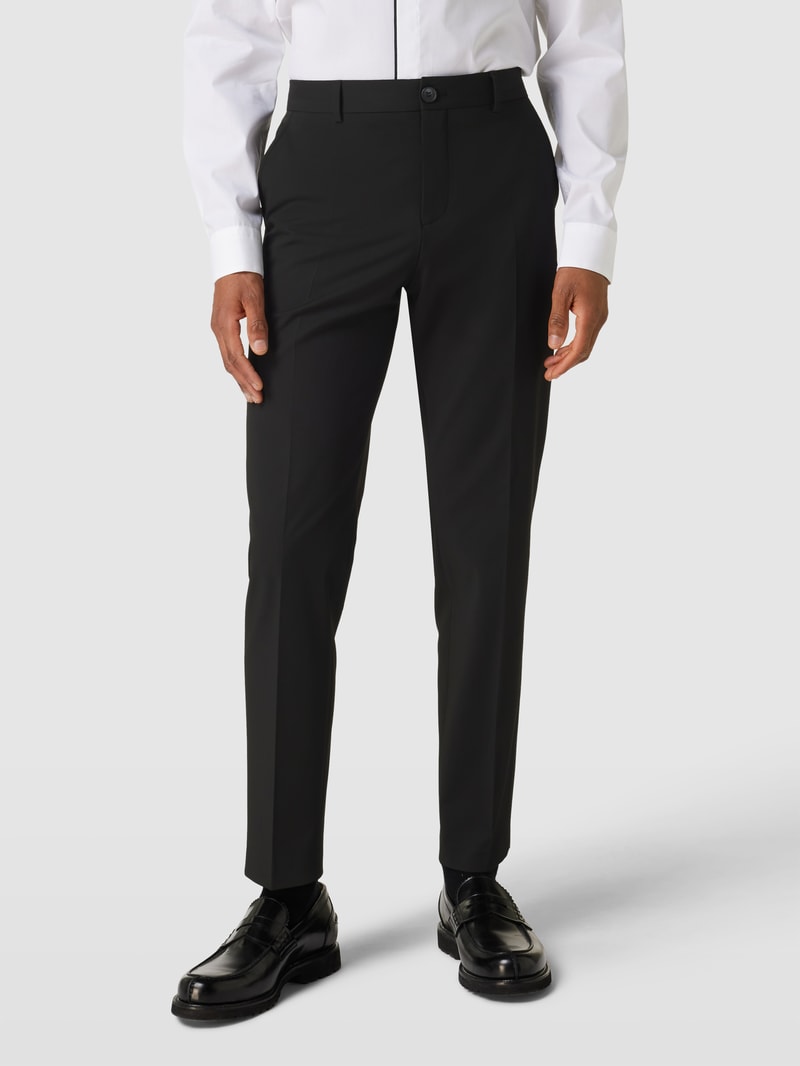 Slim Fit Anzughose mit Knopf- und Reißverschluss in schwarz