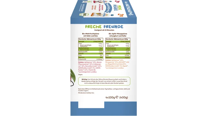 Freche Freunde Bio Quetschie MultiPack Frühstücks-Mix 400 g