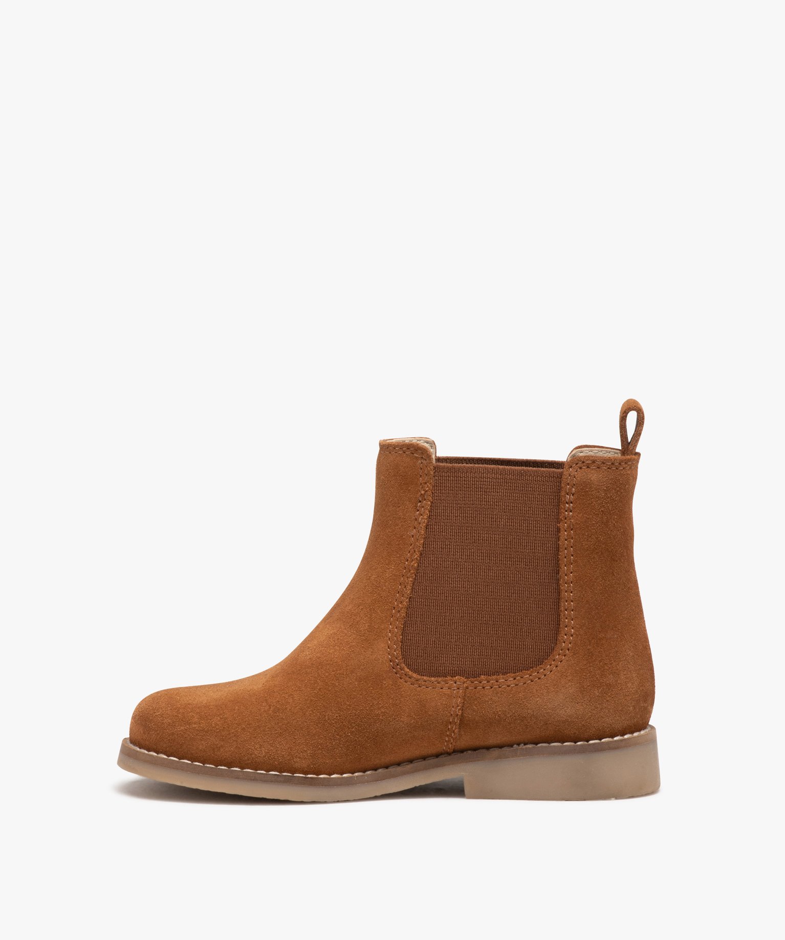 Boots fille unies style Chelsea en suédine camel | GEMO