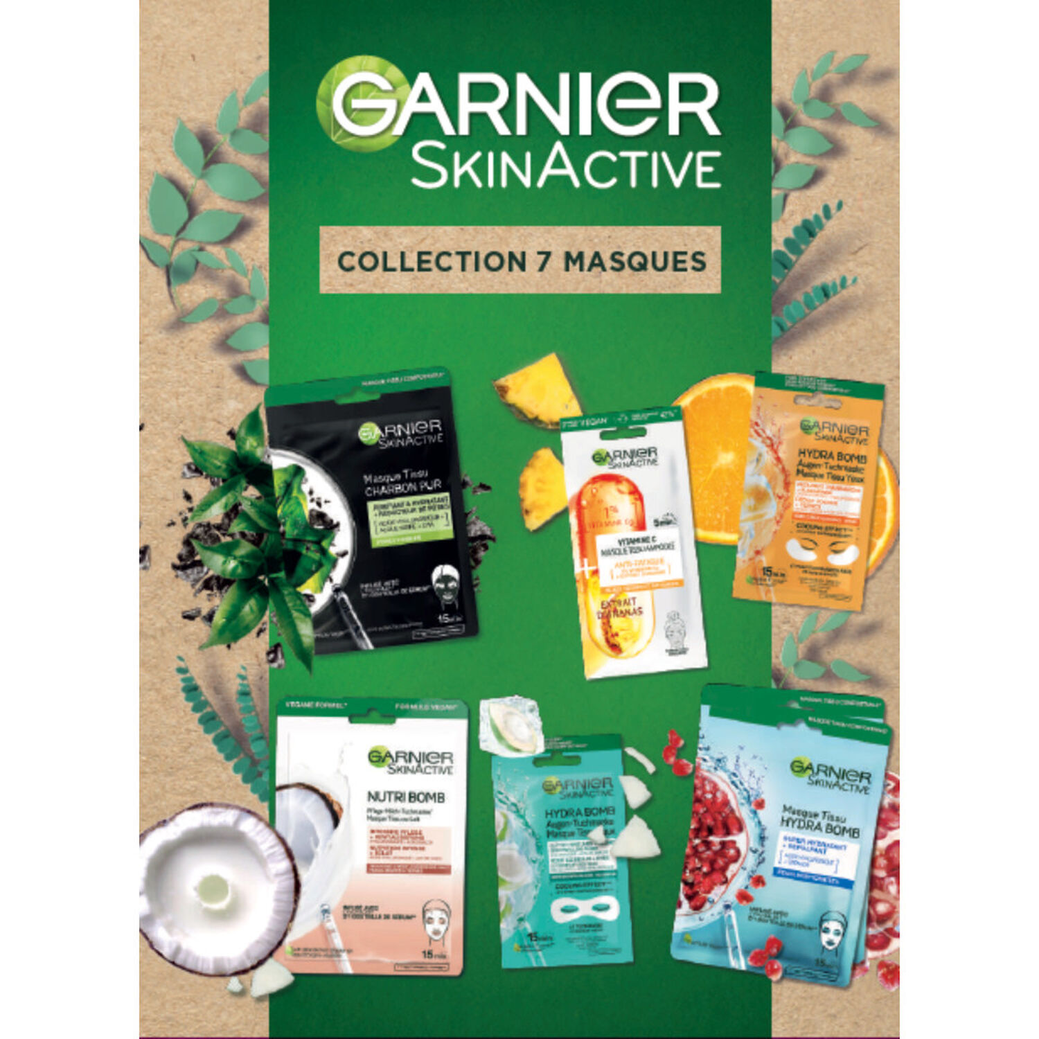 Garnier SkinActive Coffret Collection 7 Masques Tissus Soin Visage & Yeux
