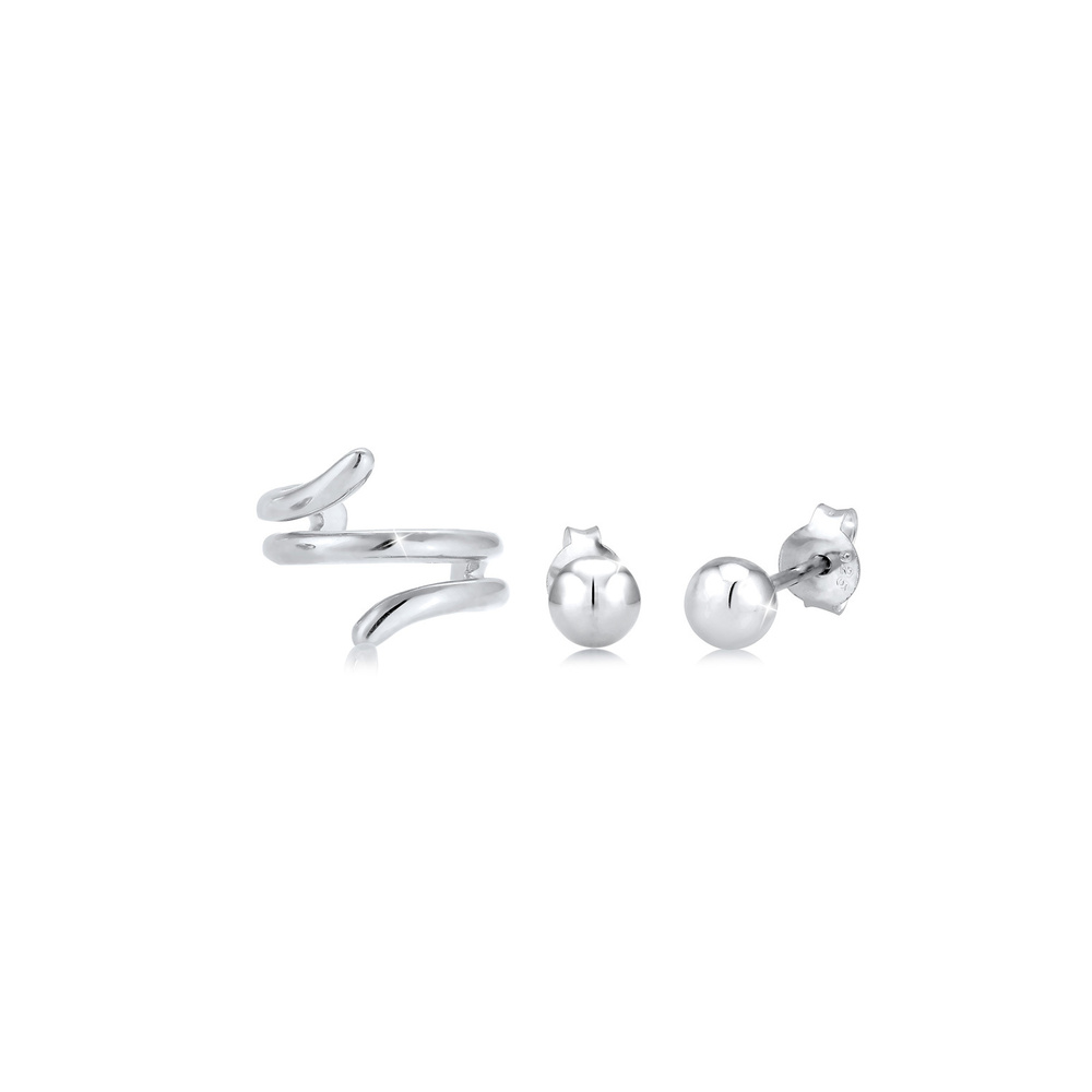 Elli Elli Boucles d'Oreilles Set Earcuff Minimal Basic Clous d'Oreille Femme - (925/10 Boucles d'oreilles
