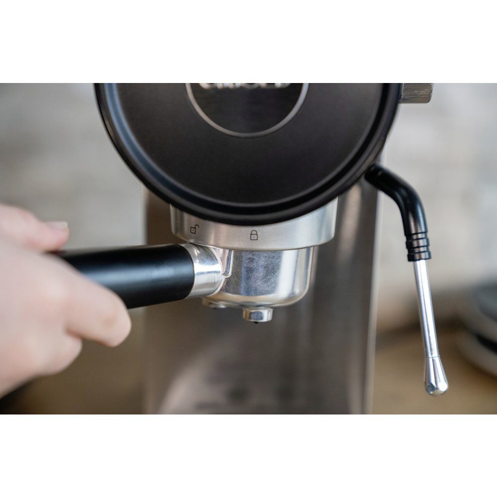 Unold Espressomaschine Unold Piccopresso Espressomaschine mit Siebträger Edelstahl, Schwarz 1
