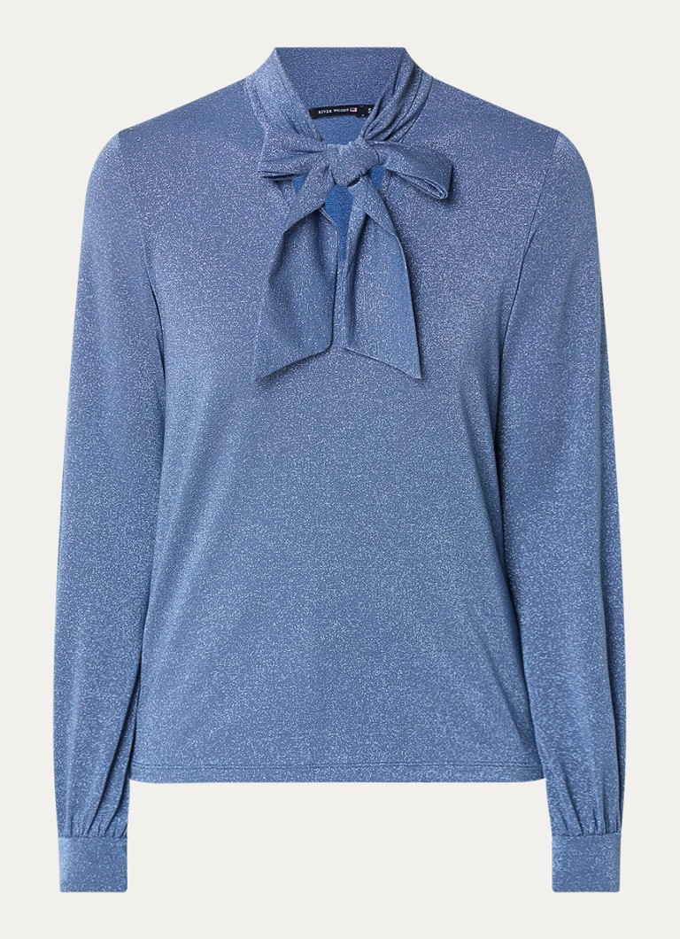 River Woods Top with lurex and bow collar