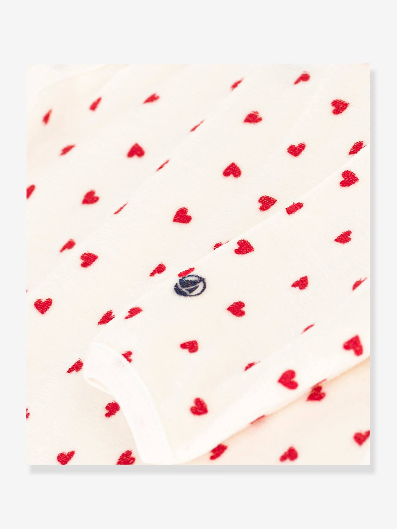 Pyjama bébé coeur en velours PETIT BATEAU blanc imprimé