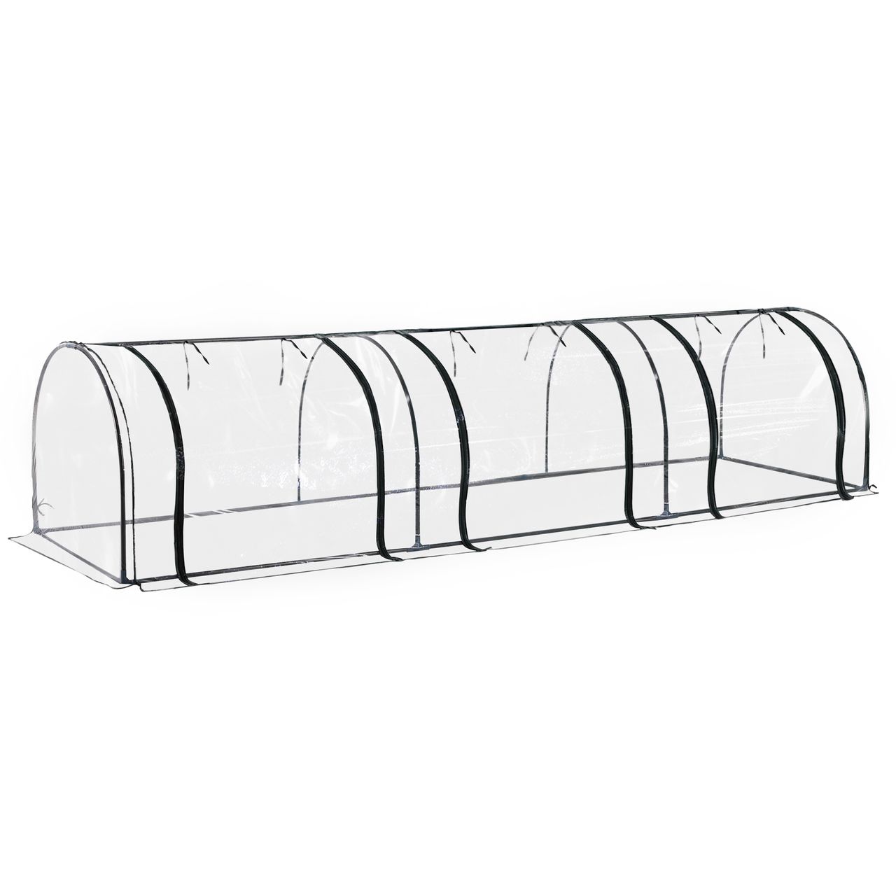 Outsunny Foliengewächshaus Treibhaus Tür Pflanzenaufzucht Stahl PVC