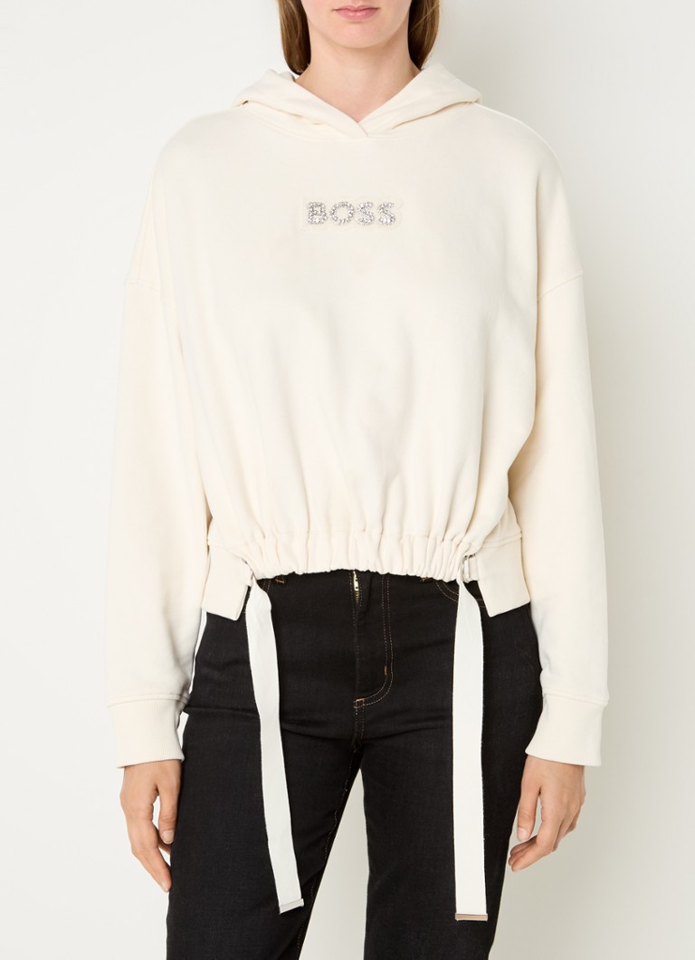 Moletom HUGO BOSS com bordado do logotipo e strass.