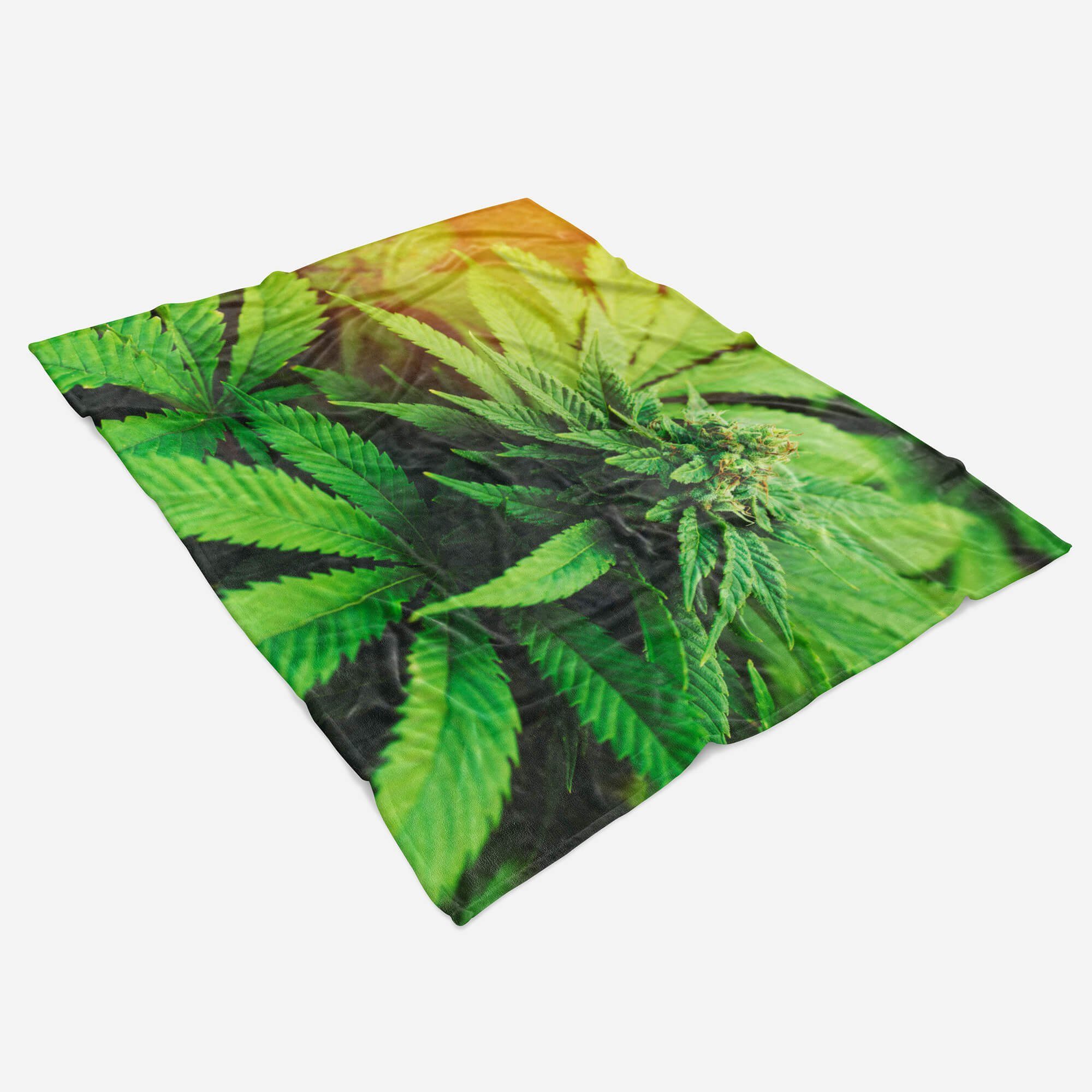 Sinus Art Handtücher Handtuch Strandhandtuch Saunatuch Kuscheldecke mit Fotomotiv Cannabis Hanf Blüt, Baumwolle-Polyester-Mix (1-St), Handtuch