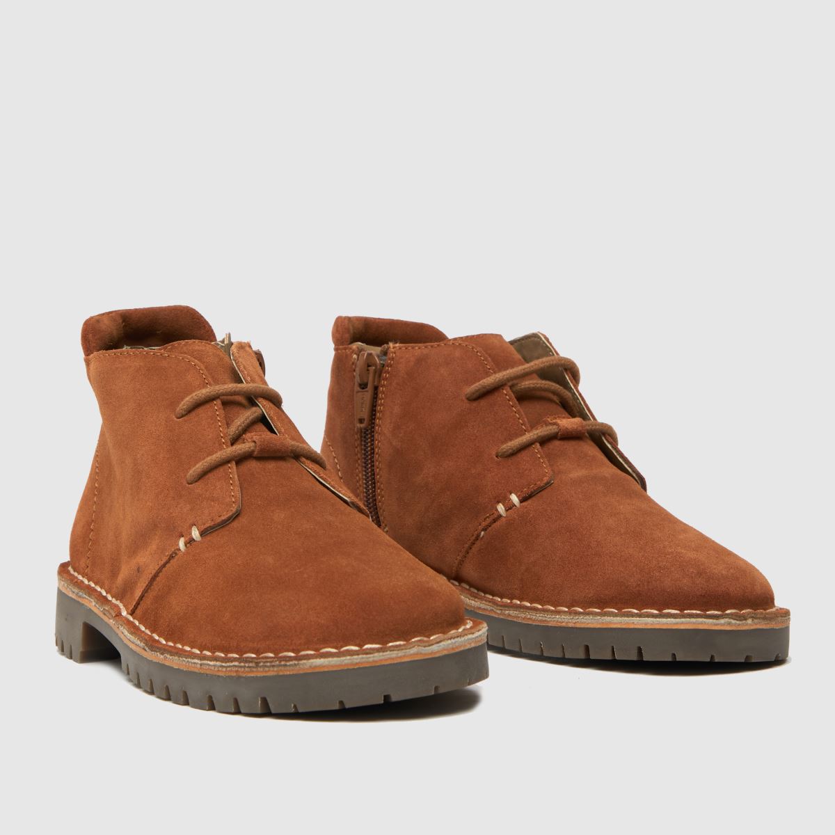 Schuh bruna, mysiga snörstövlar för pojkar och juniorer