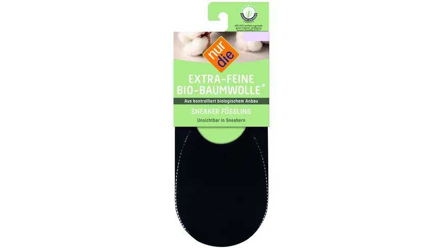 NUR DIE Damen Füßlinge Extra-Feine BIO-Baumwolle schwarz