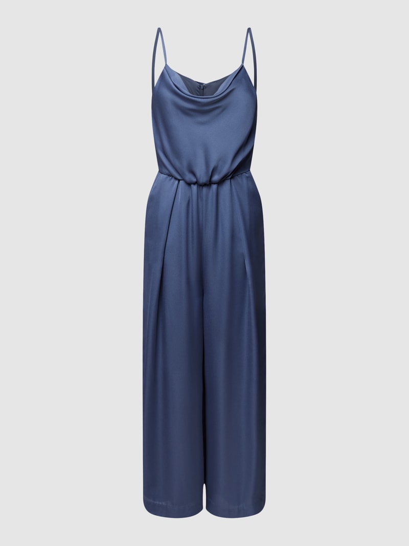 Jumpsuit mit Wasserfallausschnitt in rauchblau