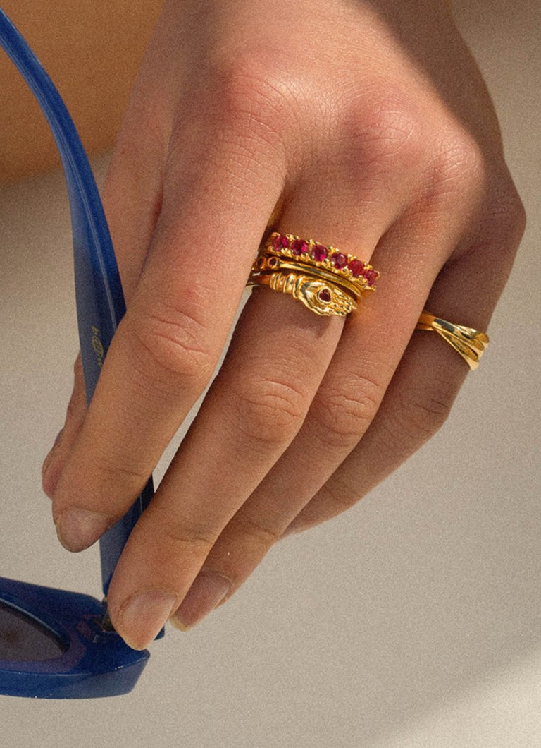 Inel placat cu aur fuchsia vintage Wildthings
