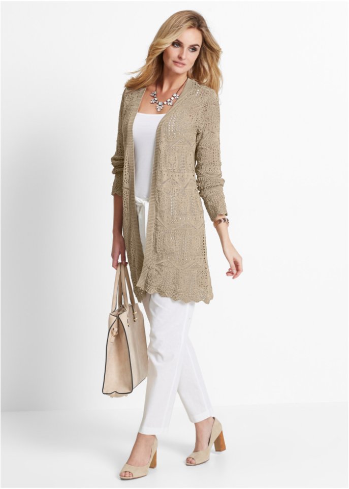 Ajour-Longstrickjacke
