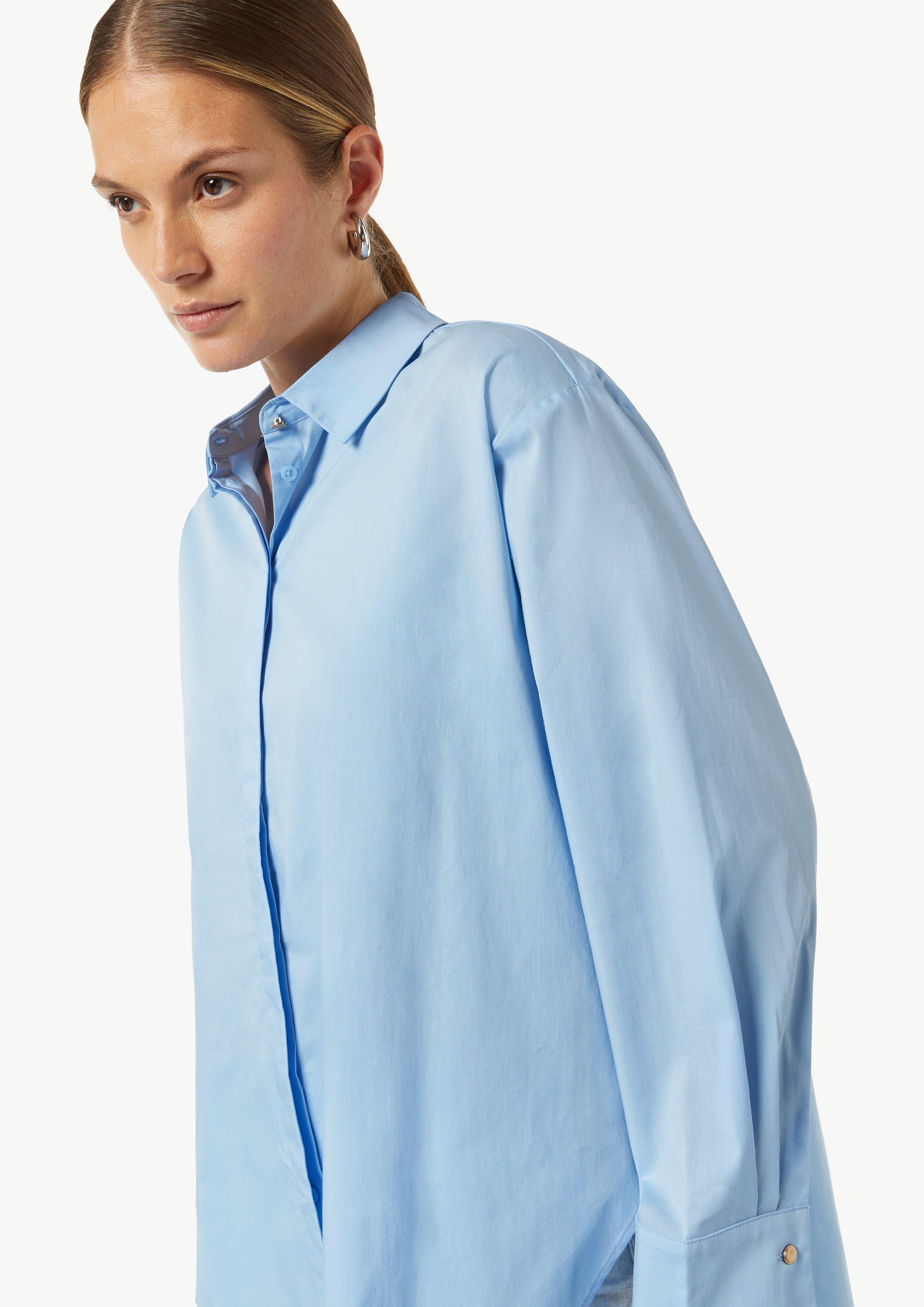 Oversized-Hemdbluse aus Popeline - hellblau