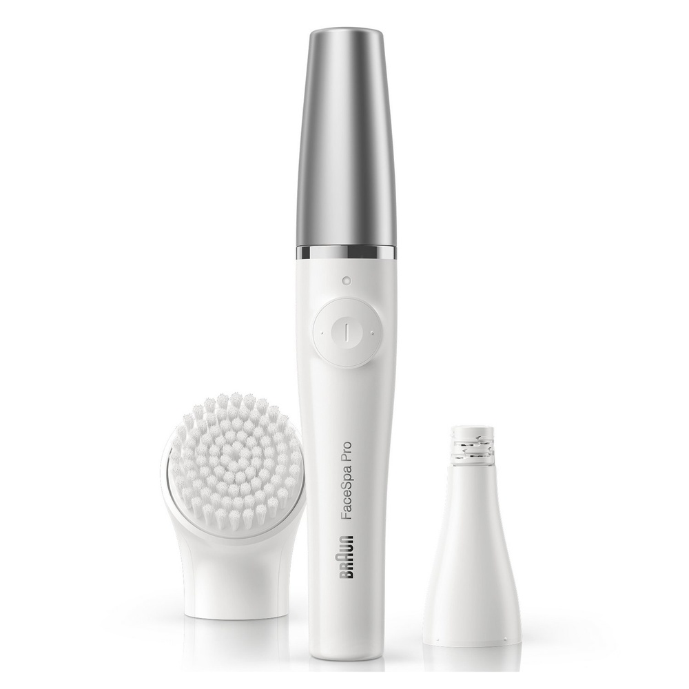 braun Braun FaceSpa Pro 910 Épilateur Visage Blanc/Argent Epilateur + Brosse Visage