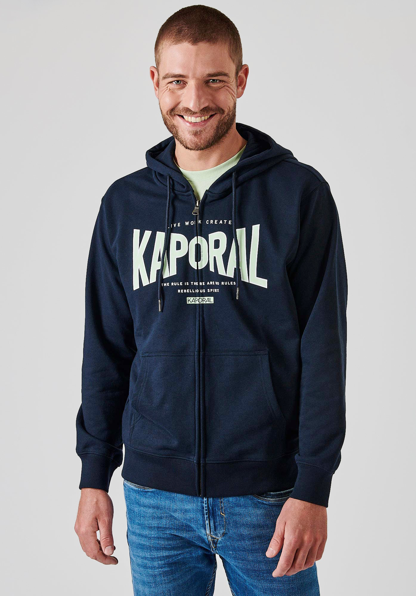 BELKO  Sweat zippé bleu marine homme