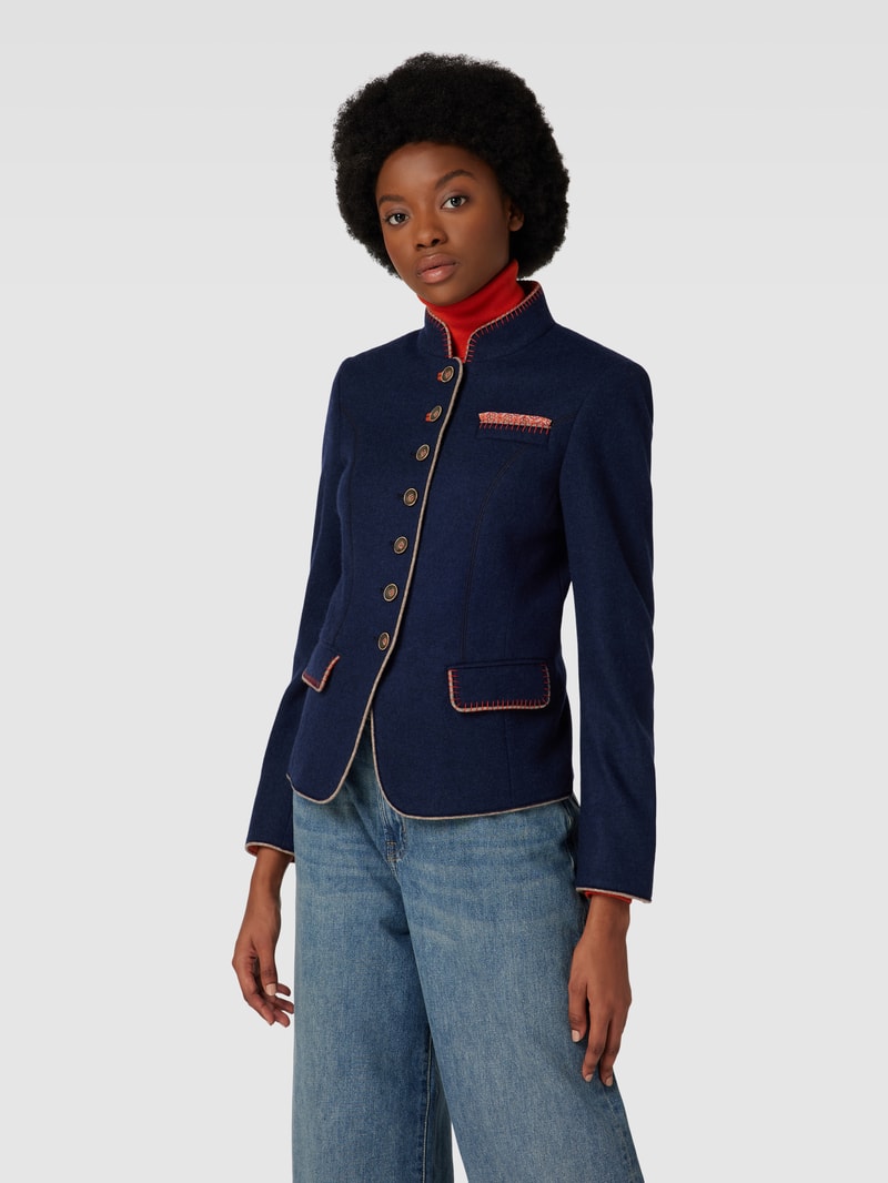 Blazer mit Kontrastbesatz in marineblau