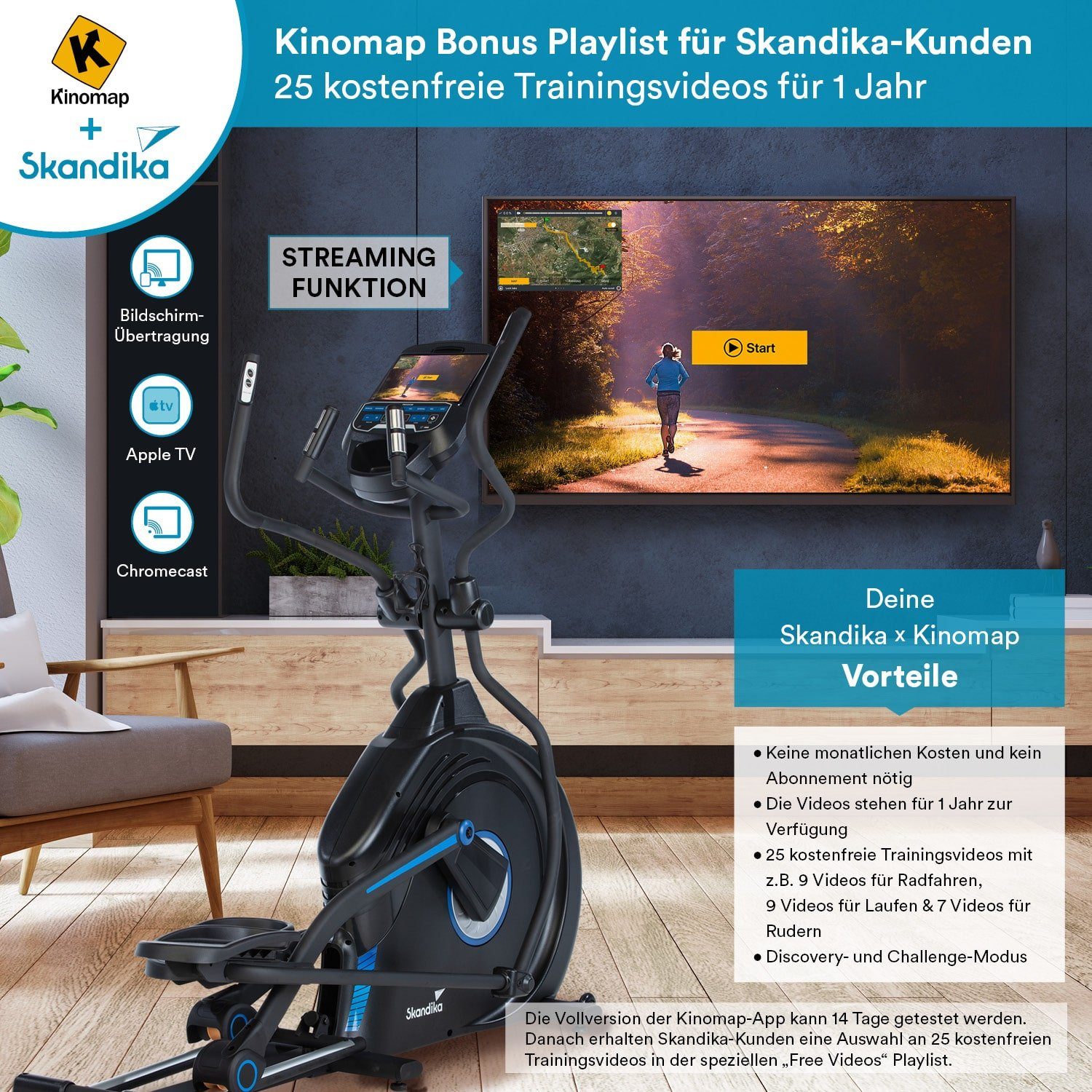 Skandika Crosstrainer CardioCross Carbon Conqueror, Premium Ellipsentrainer, 25kg Schwungmasse