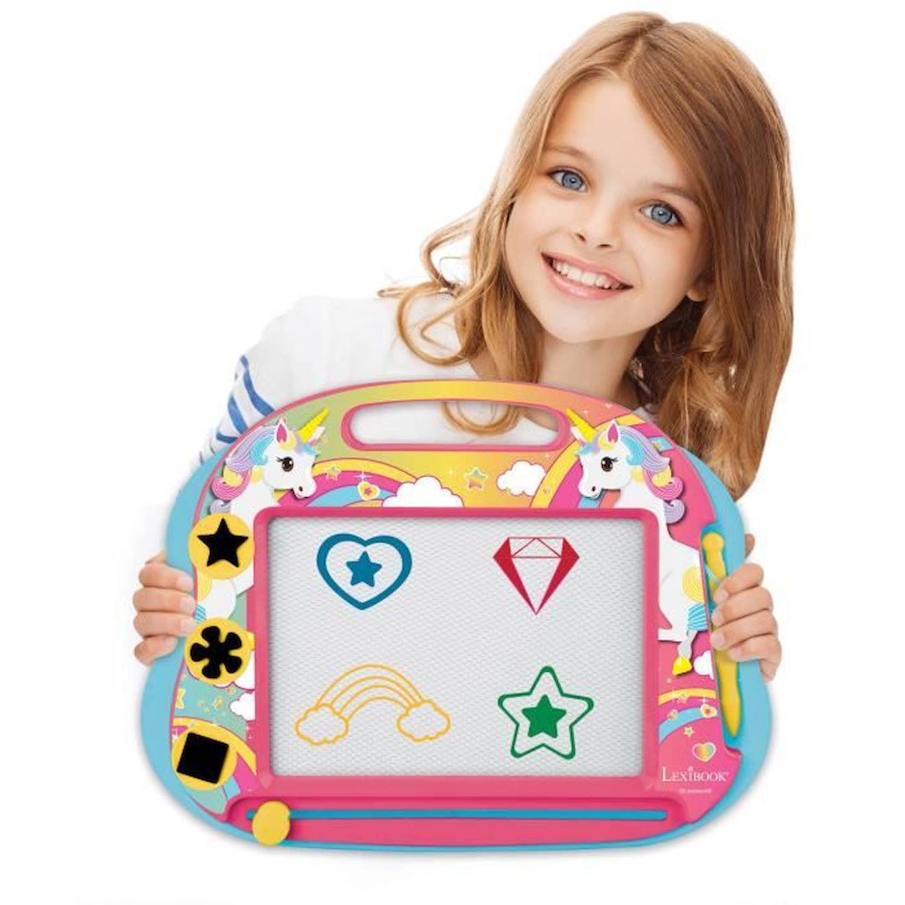Ardoise magique Licorne format A5 avec accessoires magnétiques pour dessiner en couleurs