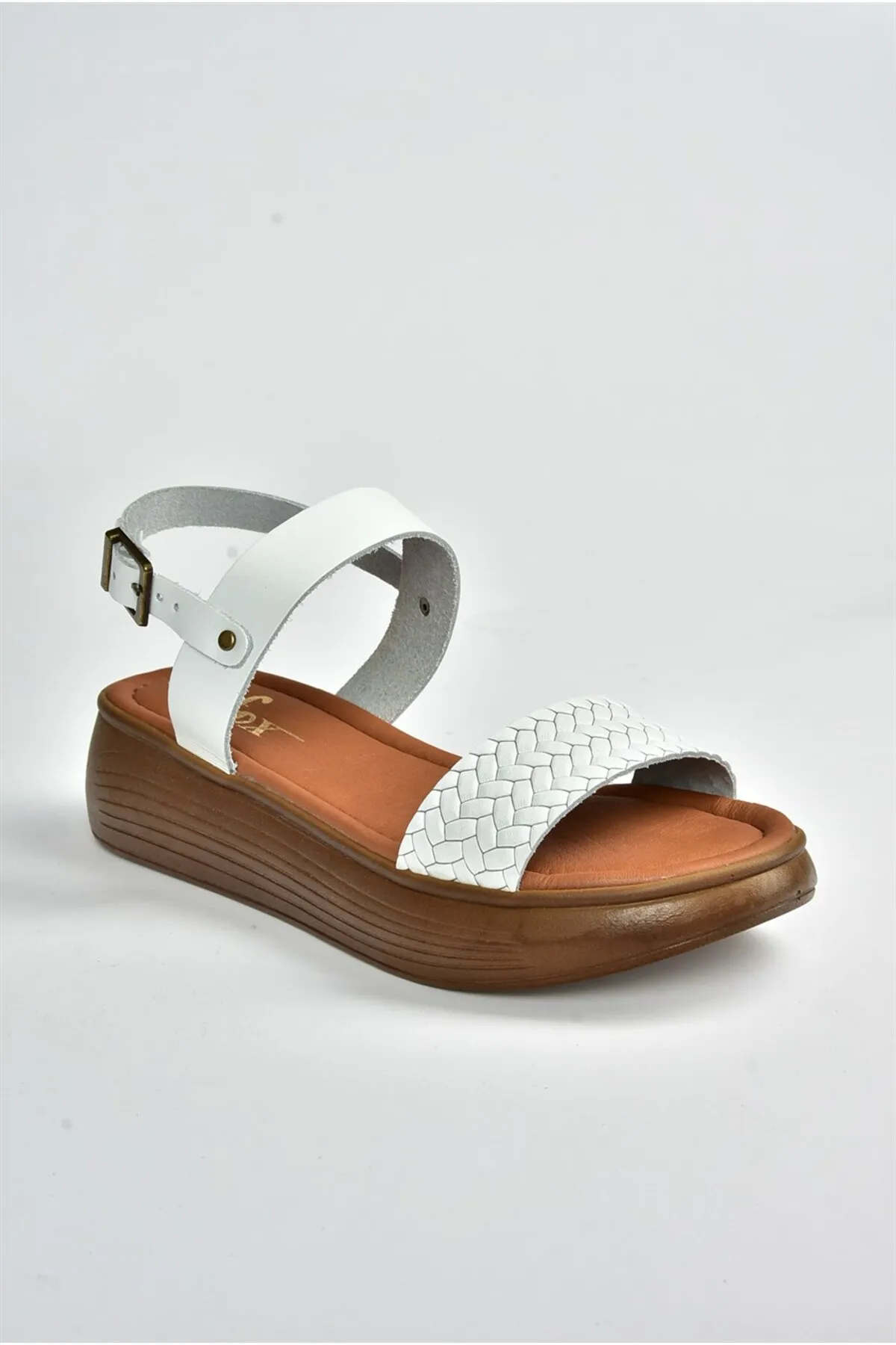 Fox Shoes  Weiße Damen-Sandalen aus echtem Leder, gestrickt, Modell Daily, M291053603