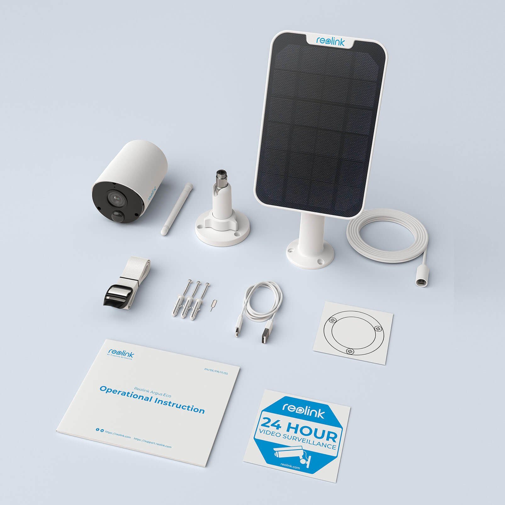 Reolink Argus Eco+Solarpanel 3MP Akku- oder solarbetriebene WLAN IP Überwachungskamera (Außenbereich, Personen-/Autoerkennung, IR-Nachtsicht)