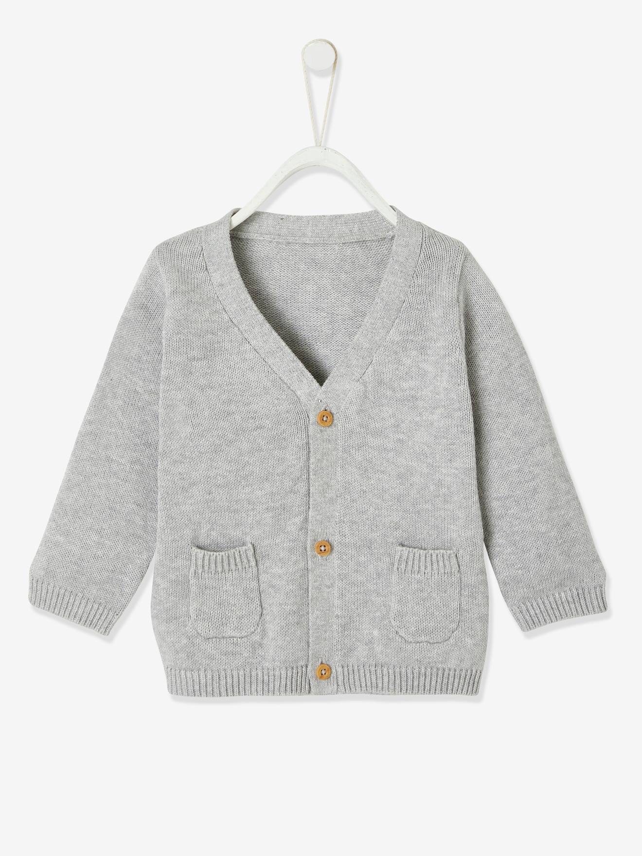 Gilet bébé garçon avec poches fantaisie BASICS gris clair chiné