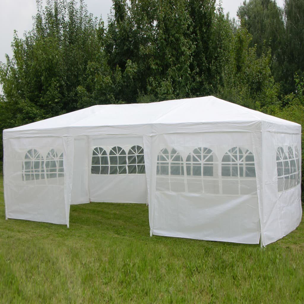 HI Partyzelt Pavillon mit Seitenwänden 3 x 6 m Weiß