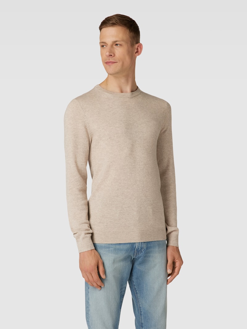 Strickpullover in melierter Optik in stein meliert