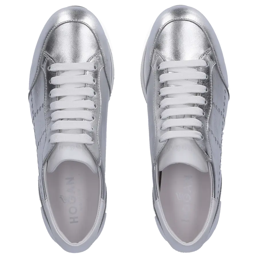Hogan - Sneaker low H222 Kalbsleder Logo silber - silber