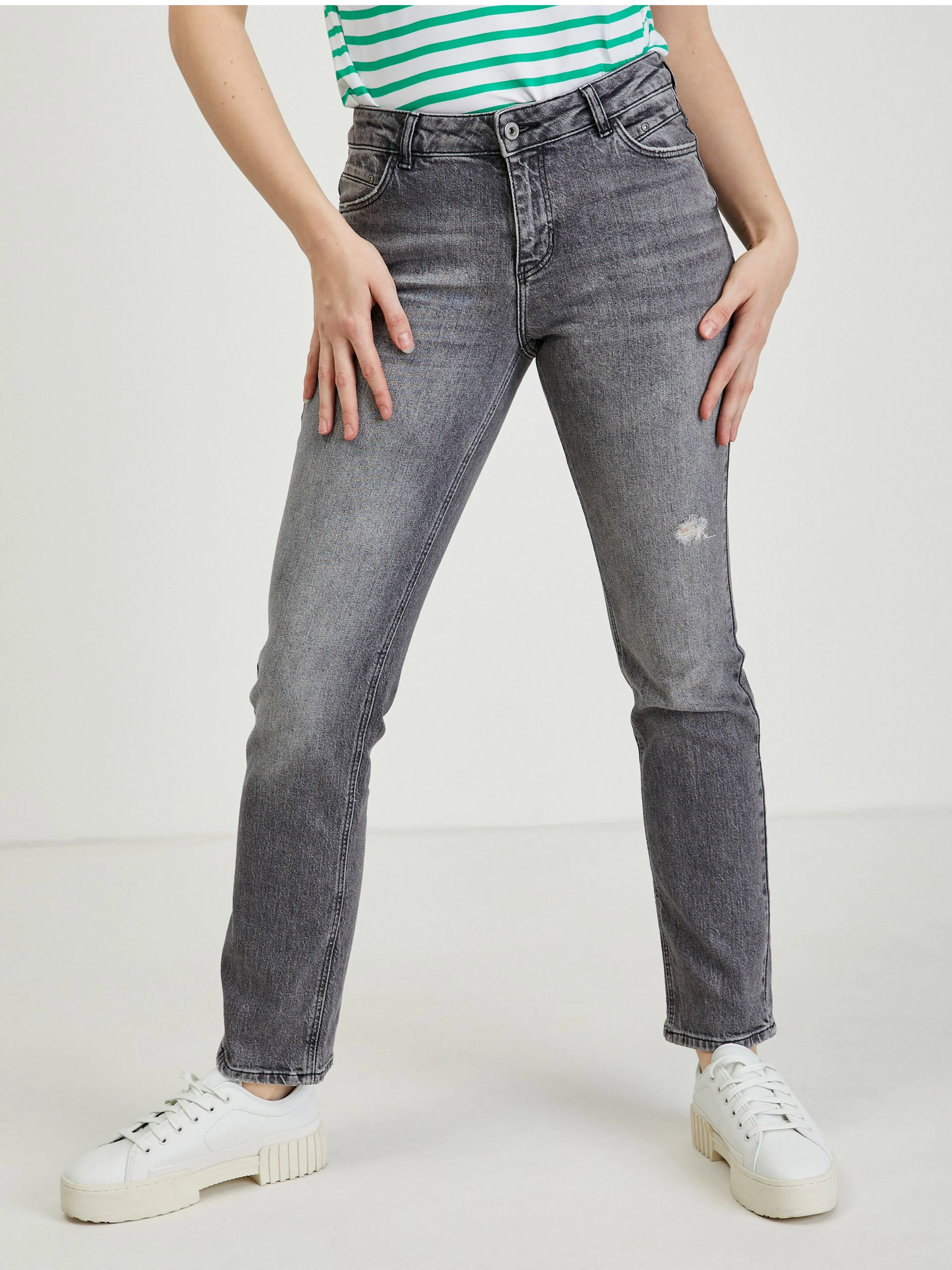 Graue Damenjeans straight fit ORSAY