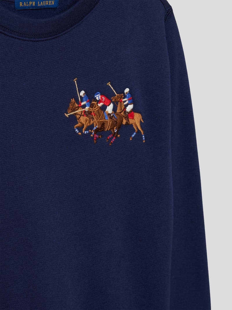 Sweatshirt mit Motiv-Stitching in marineblau