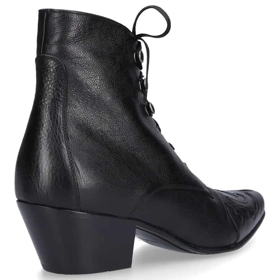 Saint Laurent - Stiefeletten REBECCA 60 Kalbsleder Logo Stickerei schwarz - schwarz