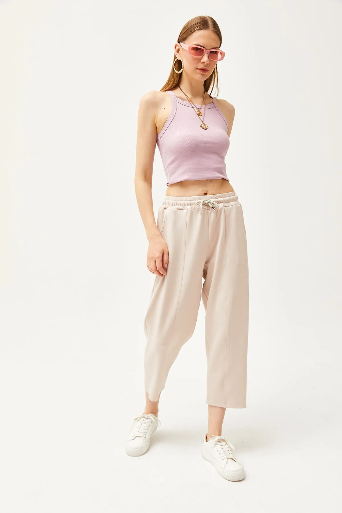 Olalook  Damen-Jogginghose aus Modal mit Pudertaschen und detaillierten, weichen, strukturierten Nähten EŞF-00000069
