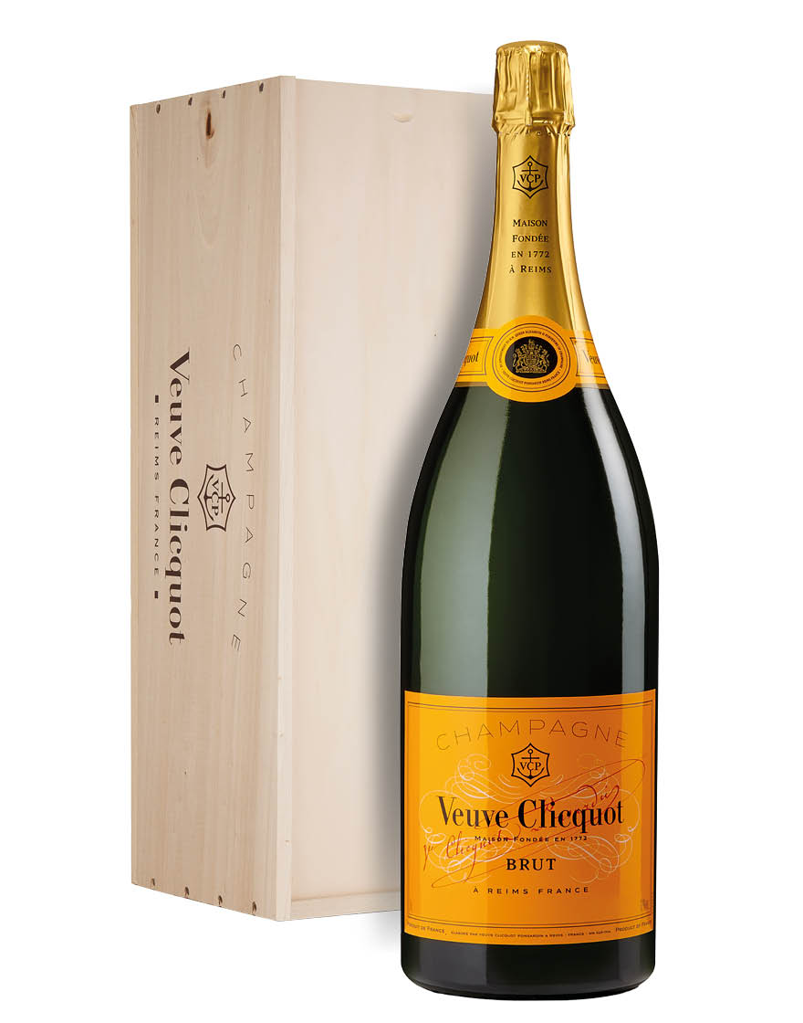 Champagne Brut AOC Yellow Label Veuve Clicquot Jeroboam 3 ℓ, Caisse bois