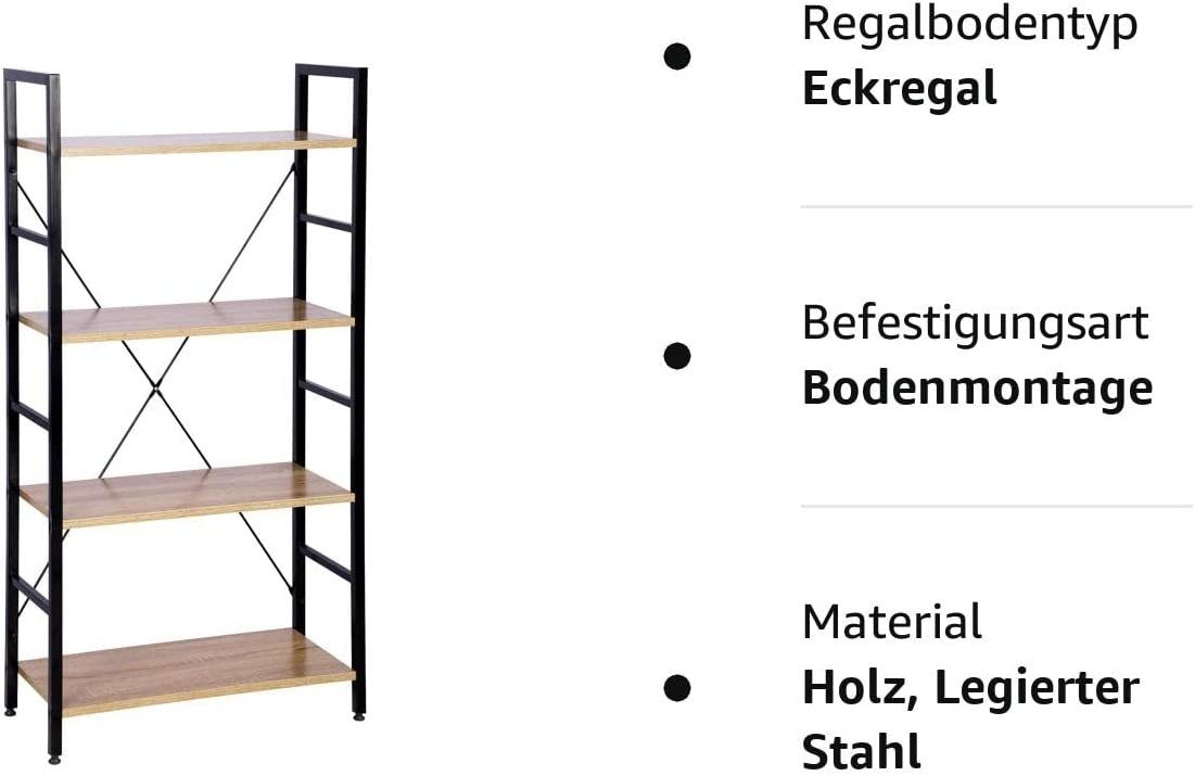 Woltu Bücherregal, 1-tlg., Küchenregal Metallregal Hochregal 4 Ablage