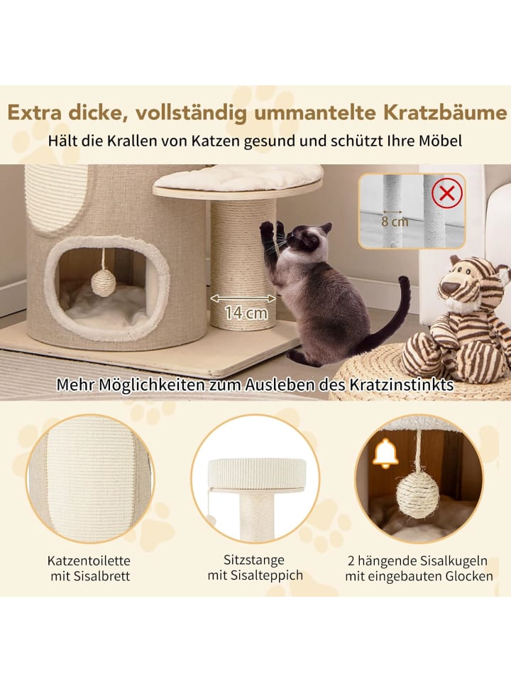 COSTWAY Kratzbaum Katzenbaum 5 Ebenen 154cm in Beige günstig kaufen onesize
