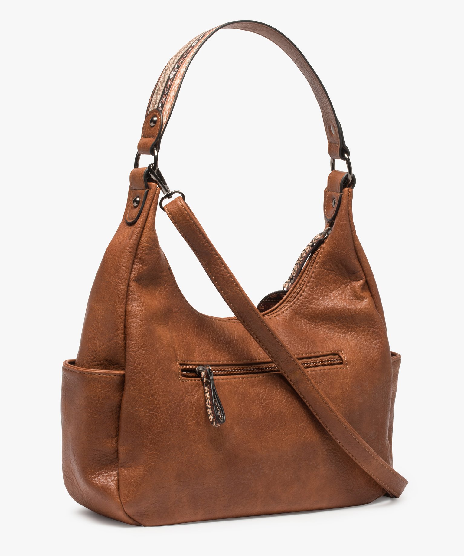 Sac femme multipoches avec breloques fantaisie cognac | GEMO