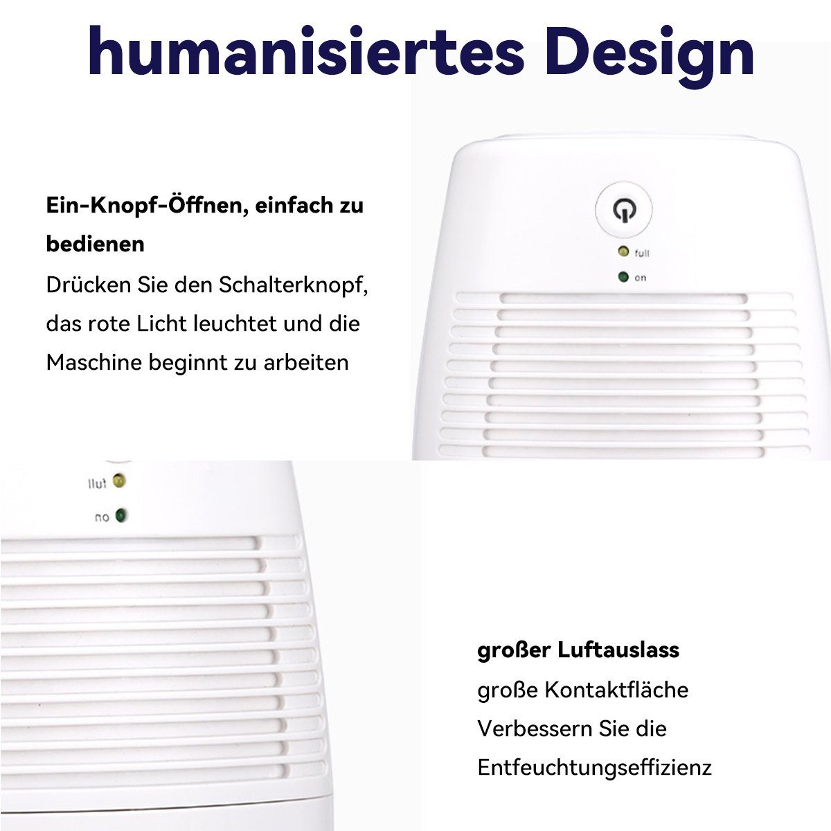 Hikeren Luftentfeuchter 23W Entfeuchter,250ml/Tag,bis 15m²,500ml,Schimmelfest,Luftreiniger, Entfeuchtung 0,25 l/Tag