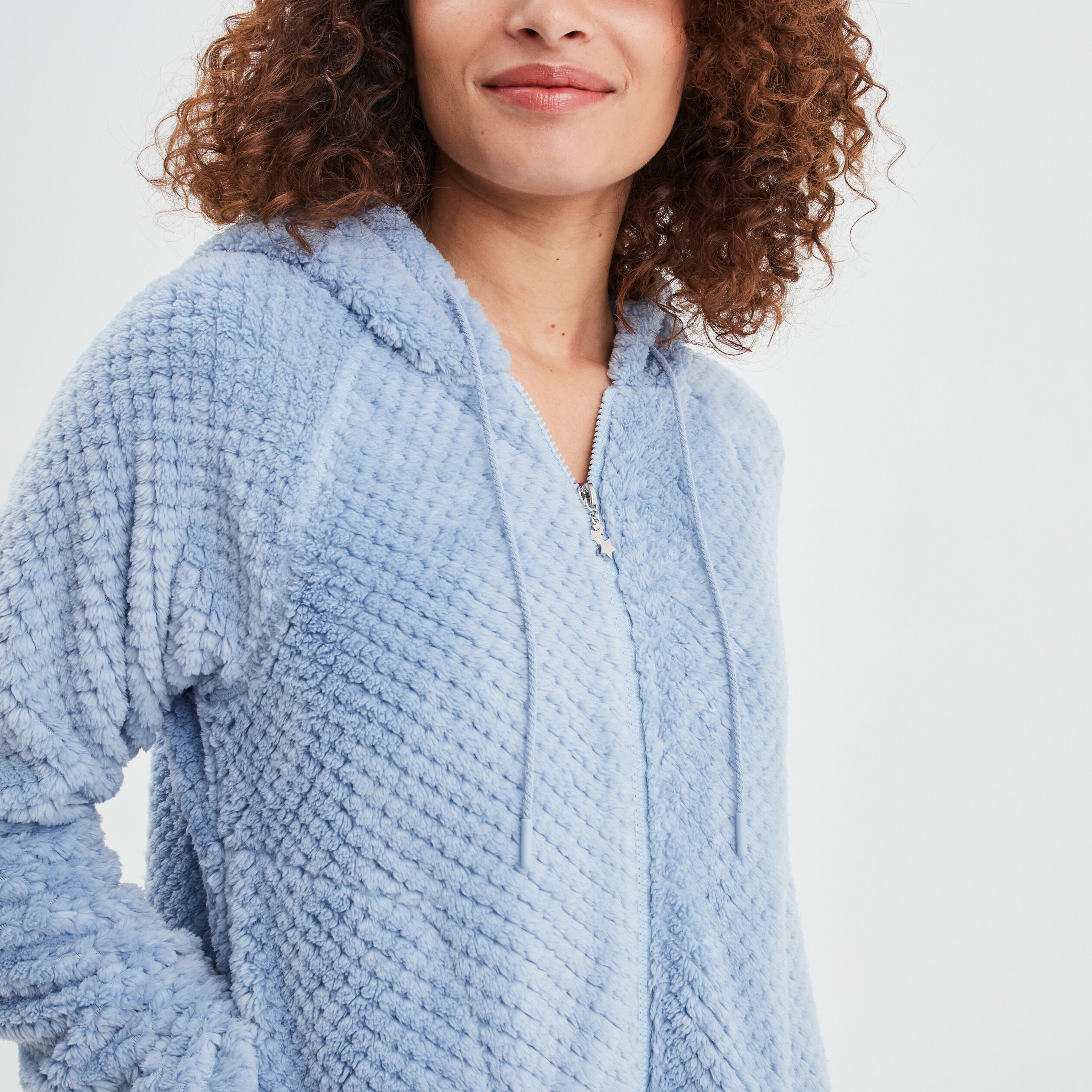 Veste de pyjama plaid bleu clair femme | La Halle