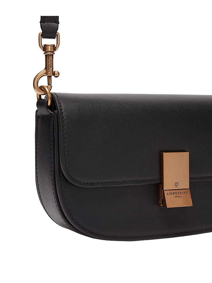 LIEBESKIND BERLIN Leder-Umhängetasche in Schwarz - (B)22 x (H)12,5 x (T)4 cm günstig kaufen onesize