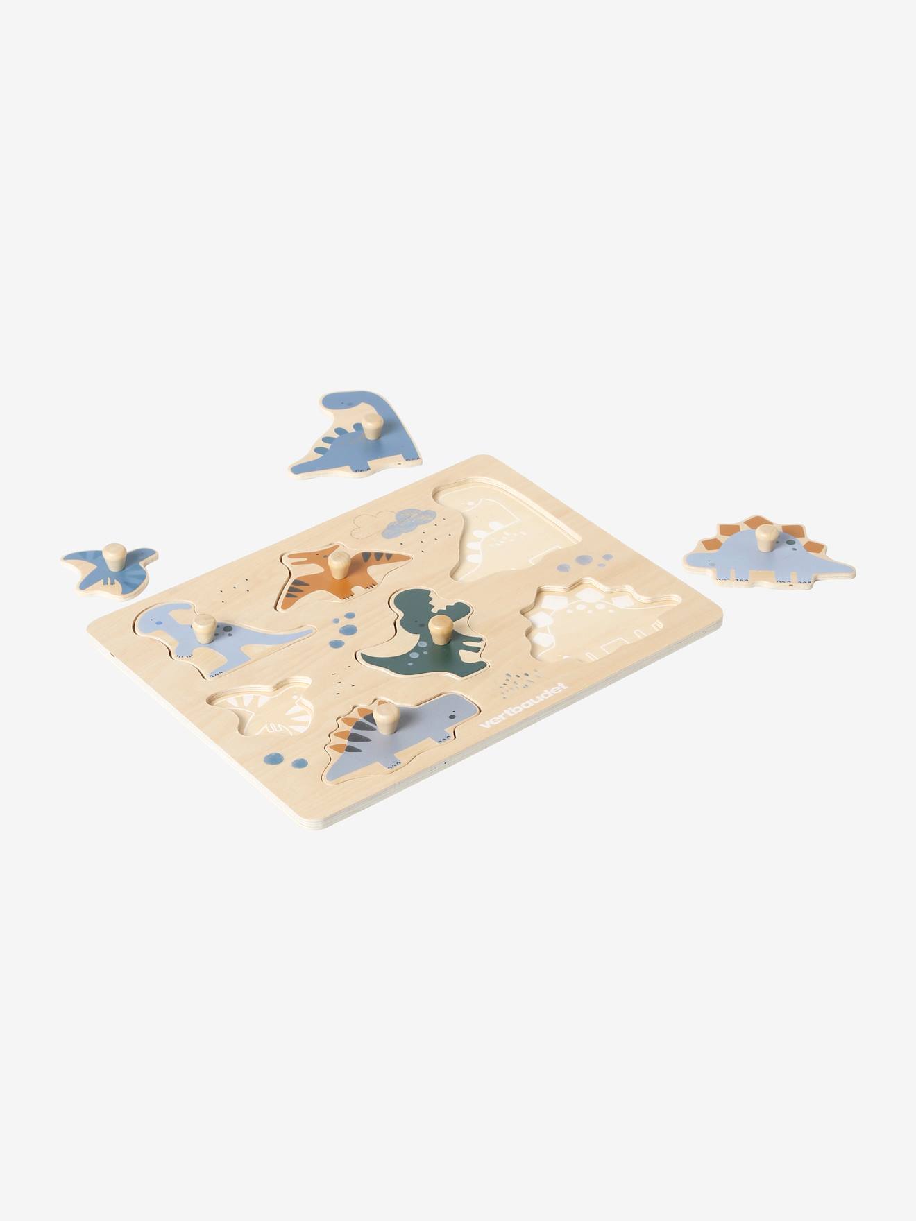 Puzzle bouton Dinosaures en bois FSC® multicolore