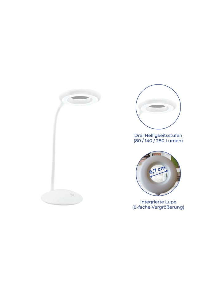 Maximex LED-Schreibtischleuchte 8-fach Lupe, Weiß in Weiß günstig kaufen onesize