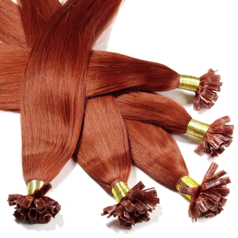 hair2heart Extensions à chaud bonding cheveux naturels #130 Rouge cuivré 1g extensions