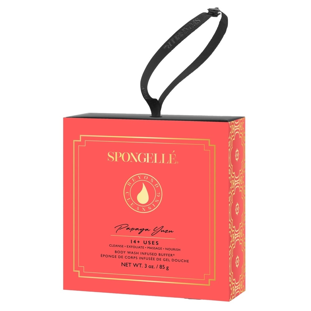 spongelle BOXED WHITE FLOWER - PAPAYA YUZU Eponge de corps infusée de gel douche