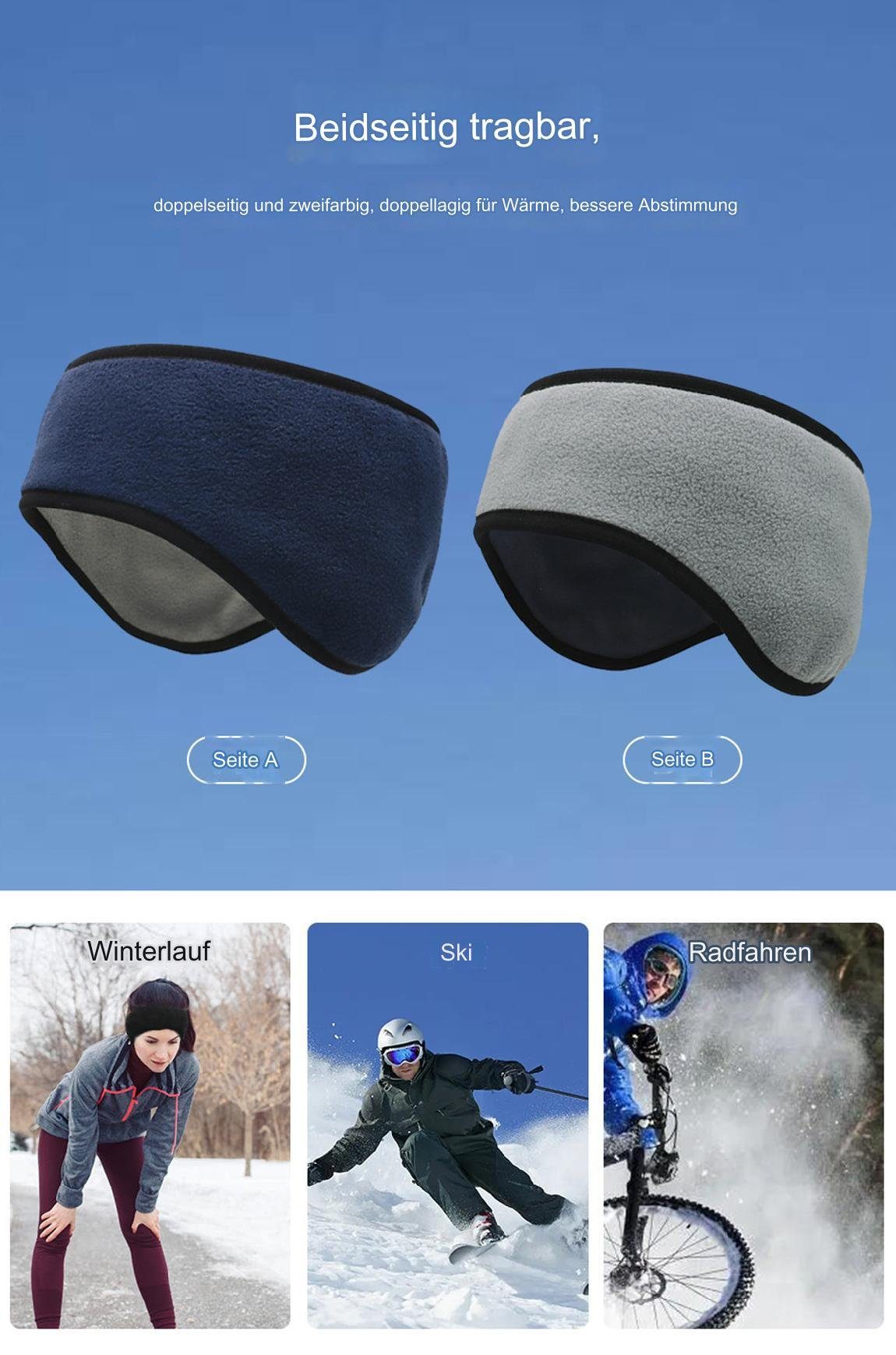HOHEA H Haarband Thermo-Strick-Ohr-Stirnband, wendbares Stirnband, 1-tlg., Winter-Stirnbänder für Männer, Stirnbänder für Frauen, Gestricktes Stirnband mit Plüschfutter für den Herbst, Sport-Stirnband
