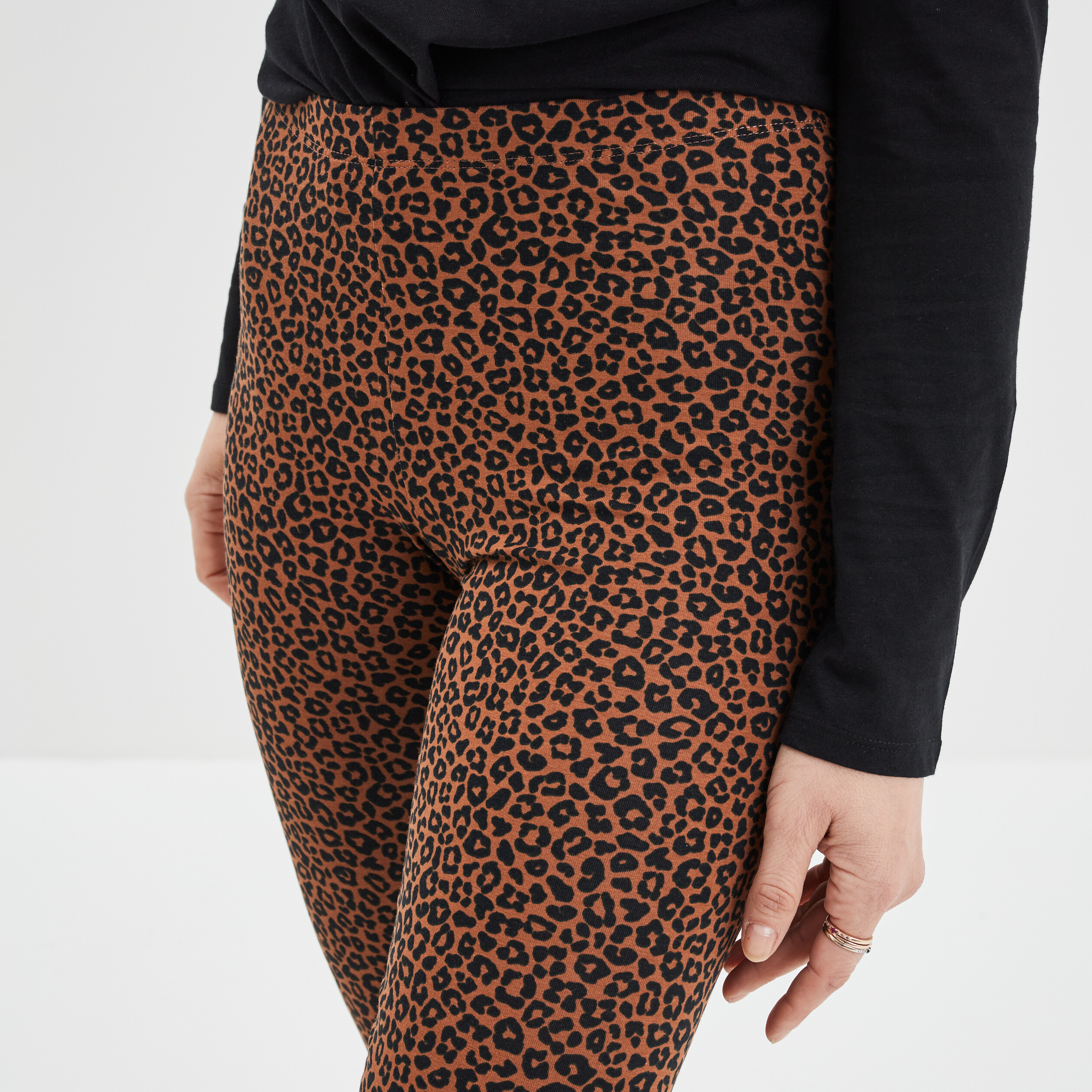 Legging long taille haute marron femme | La Halle